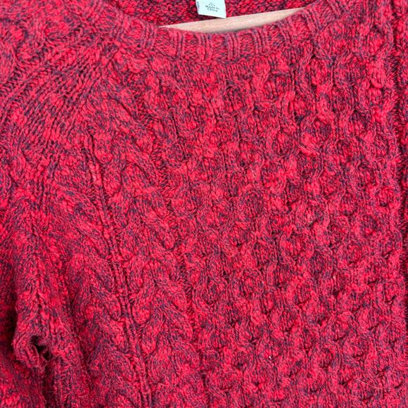 LL Bean Womens Cable Knit Fisherman Sweater S SP PS Red Blue L.L. Bean Prep - Picture 5 of 5